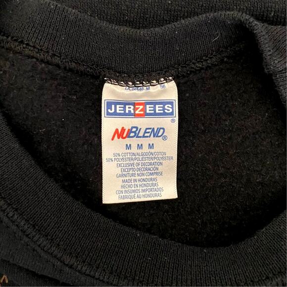 Jerzees NuBlend Ugly Christmas Sweater Reindeer Faux Cross Stitch Sweatshirt Med - Picture 3 of 4